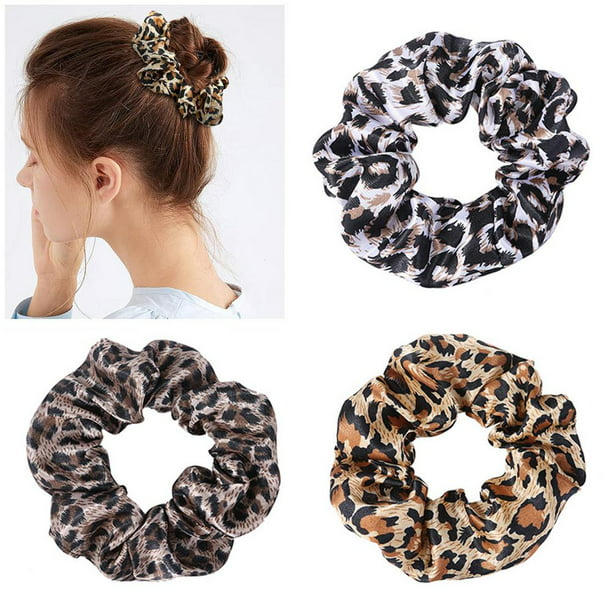 6PC Print Flowers Hair Ropes Leopard Elastic Hair bands Hair Ties For Women Girl